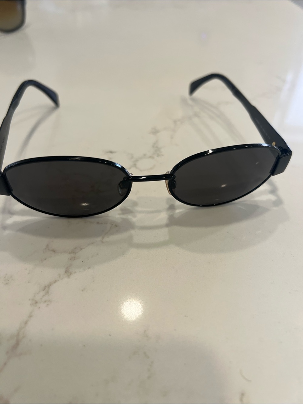 Celine Black Oval Sunglasses with Dark Lenses